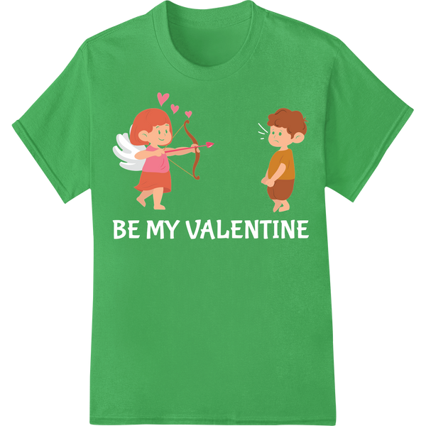 Adorable Retro Cupid Valentine's Day DTF Print Transfer on green shirt - SUPERDTF-DTF Prints-DTF Transfers-Custom DTF Prints