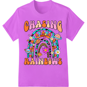 Personalized high-quality t-shirt printing design for Chasing Rainbows - Retro 70s Colors Groovy Design Graphic