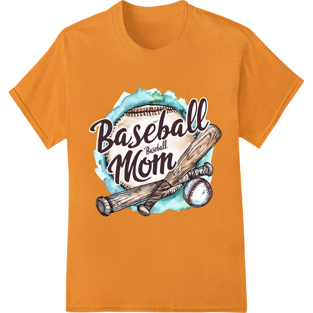 Vintage Baseball Mom DTF Print Heat Transfer | Sports Apparel on orange shirt - SUPERDTF-DTF Prints-DTF Transfers-Custom DTF Prints