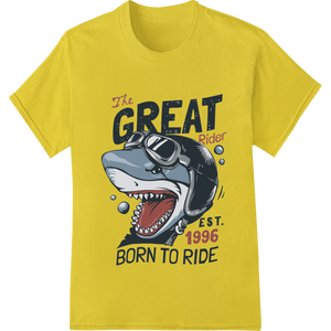 The Great Rider: Fierce Shark Motorcycle Graphic Born to Ride made with premium heat transfer