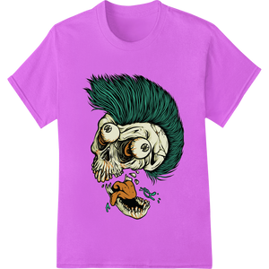 Durable professional DTF printing applied to Edgy Punk Skull with Mohawk DTF Print Heat Transfer