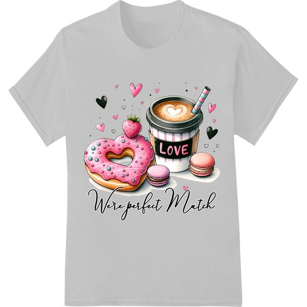 Love & Coffee: Adorable Valentine's DTF Print Transfer on white shirt - SUPERDTF-DTF Prints-DTF Transfers-Custom DTF Prints