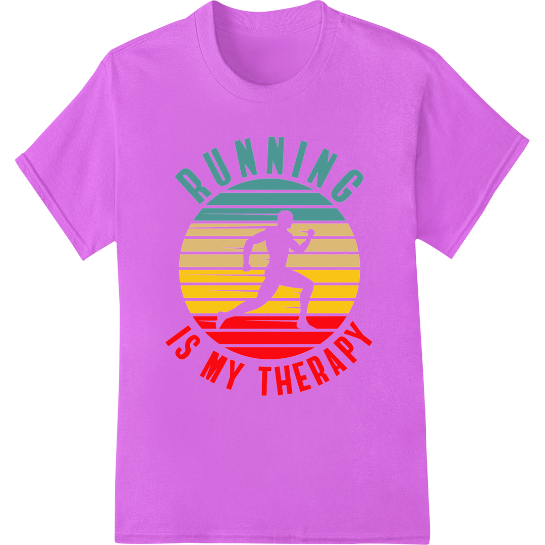 Inspire Runners: 'Running is My Therapy' DTF Print Transfer on purple shirt - SUPERDTF-DTF Prints-DTF Transfers-Custom DTF Prints