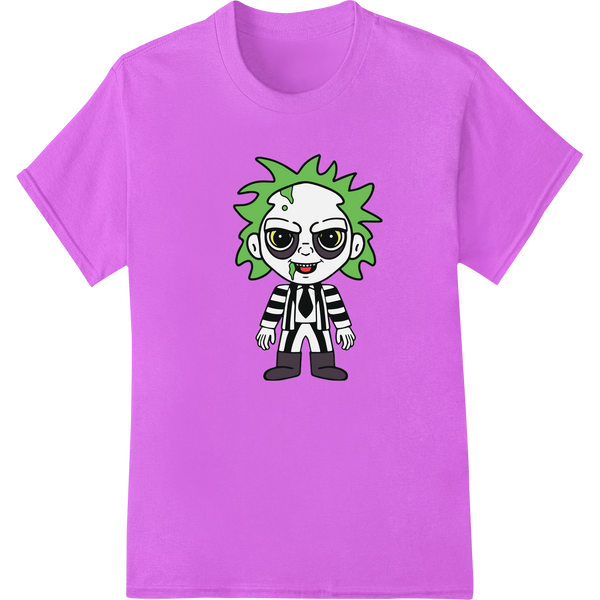 Beetlejuice cartoon character design direct-to-film heat transfer for t-shirt printing and custom apparel