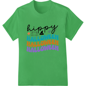 Colorful Hippy Halloween Text - Fun DTF Heat Transfer with custom DTF print shop artwork