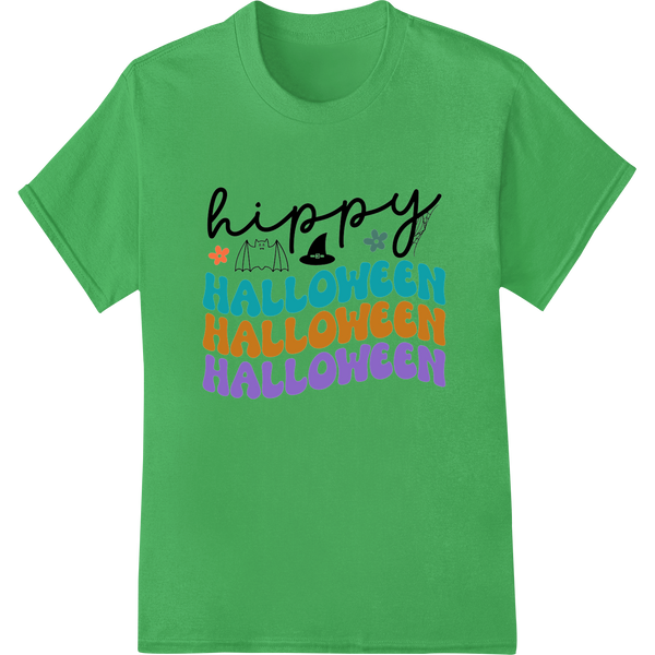 Colorful Hippy Halloween Text - Fun DTF Heat Transfer with custom DTF print shop artwork