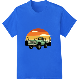 Vintage Bronco: Sunset Adventure Heat Transfer Print enhanced with professional custom apparel