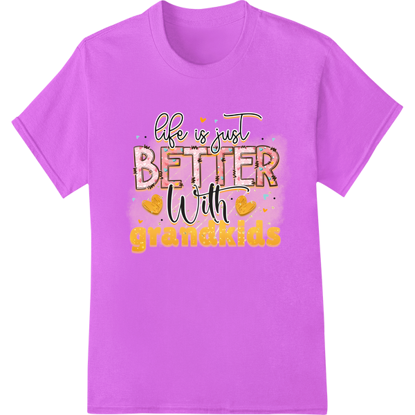 Durable custom t-shirts applied to Life is Better with Grandkids | Grandparents Day Gift