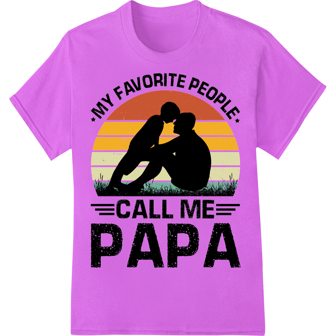 Retro 'My Favorite People Call Me Papa' Father's Day DTF Print on purple shirt - SUPERDTF-DTF Prints-DTF Transfers-Custom DTF Prints