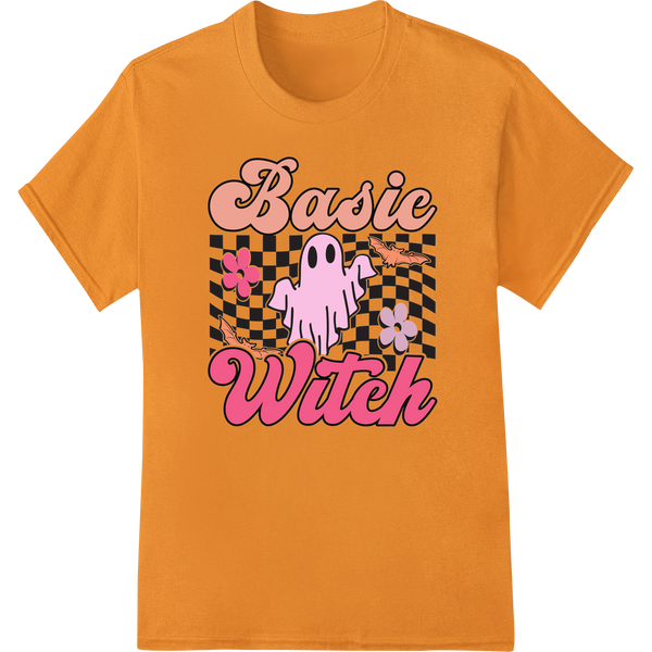 Basic Witch: Cute Ghost Halloween DTF Print Heat Transfer on orange shirt - SUPERDTF-DTF Prints-DTF Transfers-Custom DTF Prints