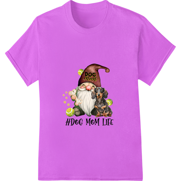 Adorable 'Dog Mom Life' Gnome & Dachshund DTF Print Transfer on purple shirt - SUPERDTF-DTF Prints-DTF Transfers-Custom DTF Prints