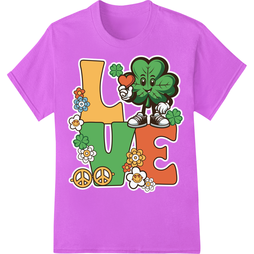 Lucky Clover Peace Sign St. Patrick's Day DTF Print on purple shirt - SUPERDTF-DTF Prints-DTF Transfers-Custom DTF Prints