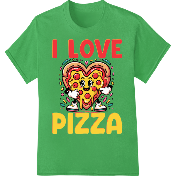 Declare Your Love for Pizza with This Fun DTF Print! on green shirt - SUPERDTF-DTF Prints-DTF Transfers-Custom DTF Prints