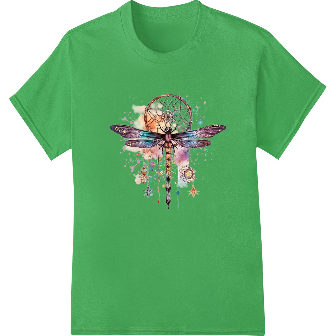 Enchanting Dragonfly Spiritual DTF Print Heat Transfer on green shirt - SUPERDTF-DTF Prints-DTF Transfers-Custom DTF Prints