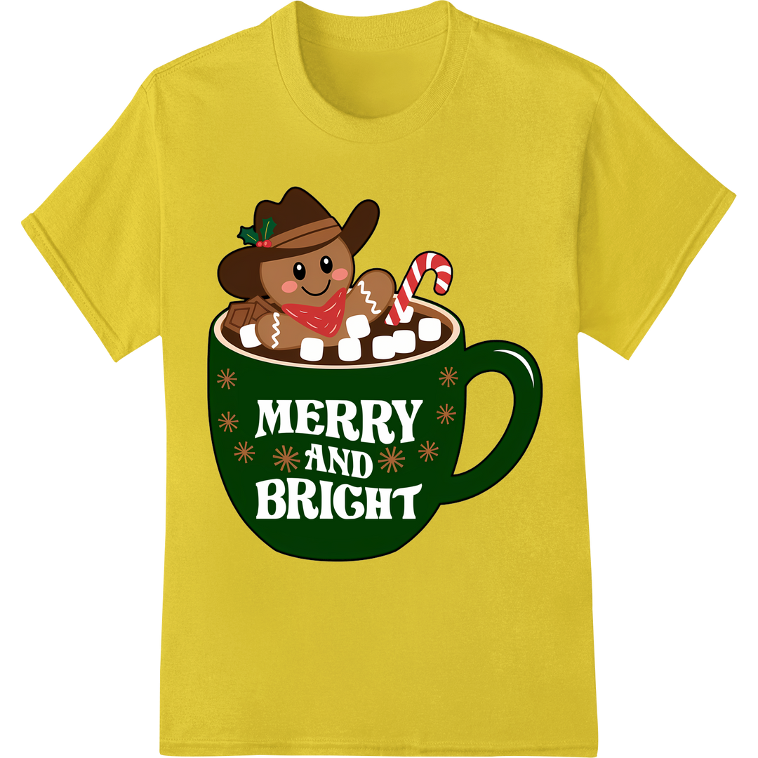 Festive Gingerbread Cookie DTF Print | Merry Christmas Graphic on yellow shirt - SUPERDTF-DTF Prints-DTF Transfers-Custom DTF Prints