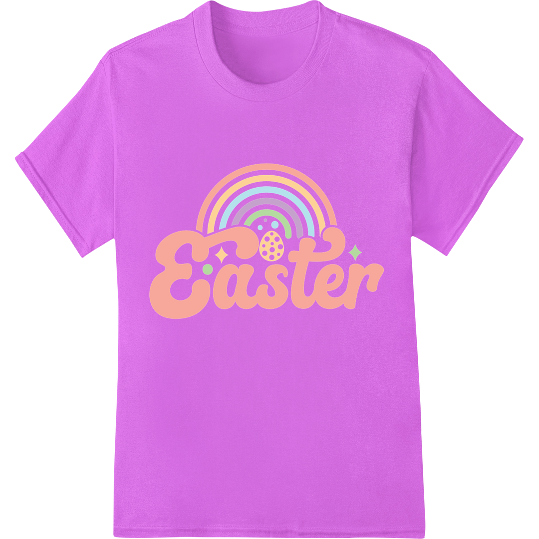 Retro Easter Charm: Festive DTF Print Heat Transfer on purple shirt - SUPERDTF-DTF Prints-DTF Transfers-Custom DTF Prints