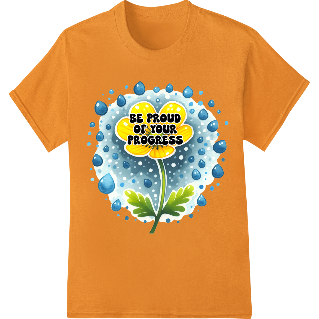 Inspire Progress: Motivational Water Droplet DTF Print on orange shirt - SUPERDTF-DTF Prints-DTF Transfers-Custom DTF Prints