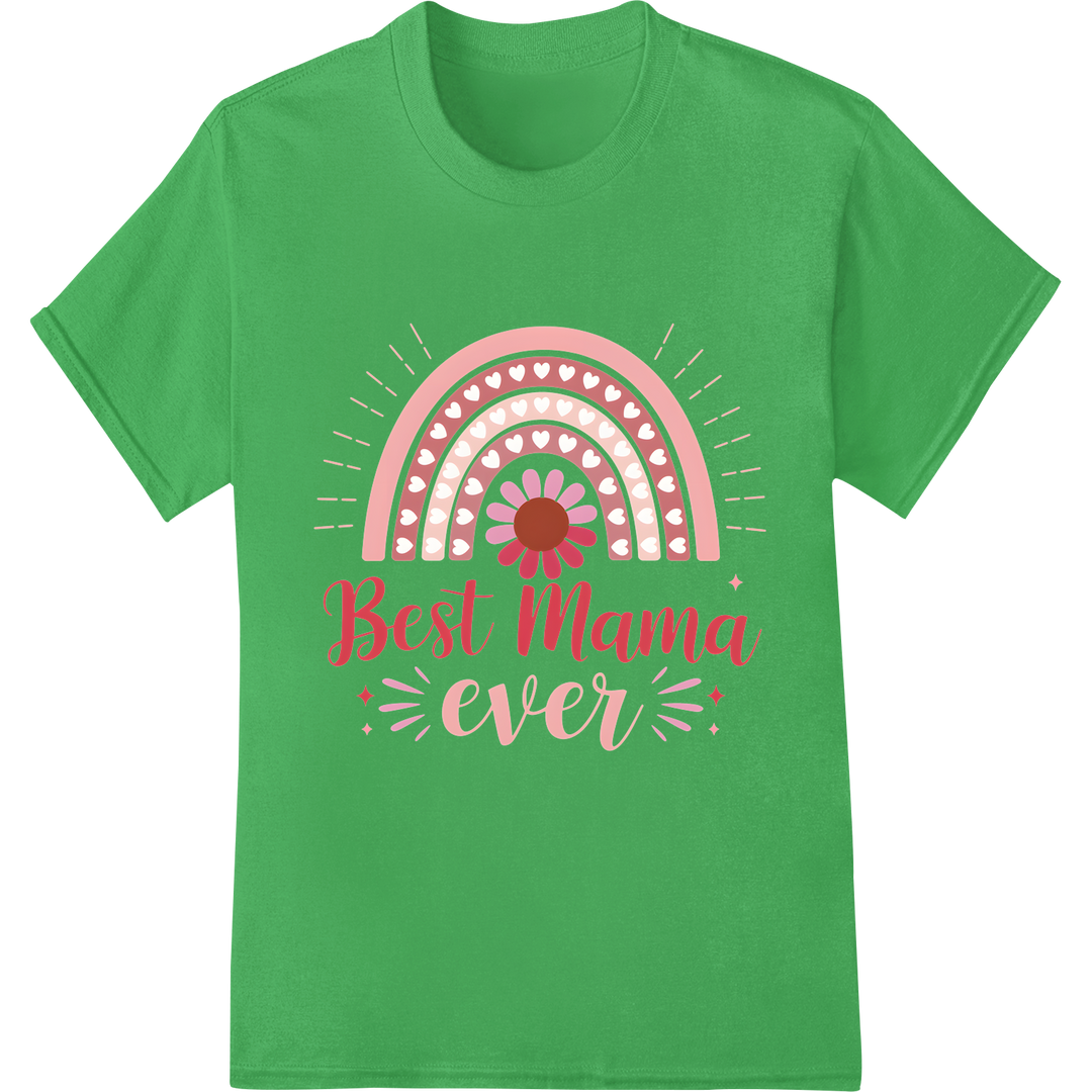 Vintage 'Best Mama Ever' | Retro Mother's Day DTF Print on green shirt - SUPERDTF-DTF Prints-DTF Transfers-Custom DTF Prints