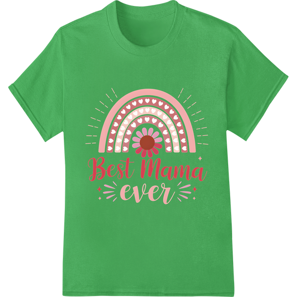 Vintage 'Best Mama Ever' | Retro Mother's Day DTF Print on green shirt - SUPERDTF-DTF Prints-DTF Transfers-Custom DTF Prints