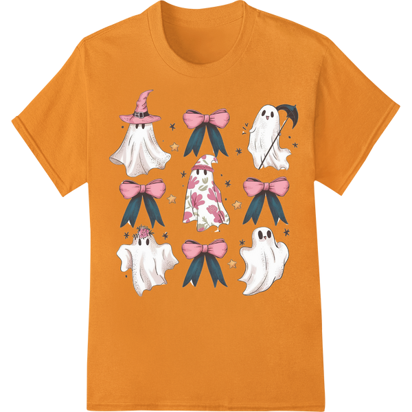 Adorable Ghost Medley - Cute Halloween DTF Print Design on orange shirt - SUPERDTF-DTF Prints-DTF Transfers-Custom DTF Prints