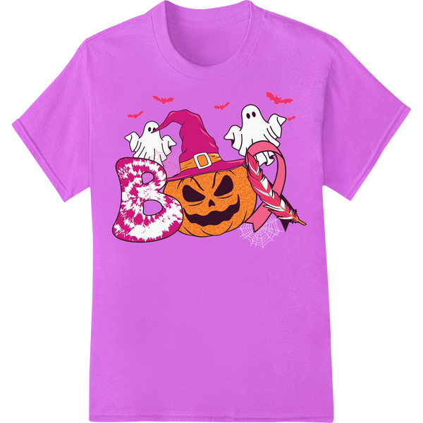 Spooky Halloween Pumpkin Ghost DTF Transfer Print on purple shirt - SUPERDTF-DTF Prints-DTF Transfers-Custom DTF Prints