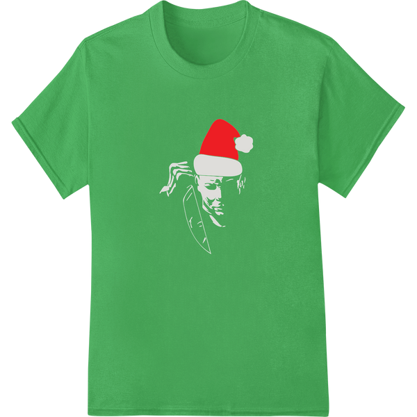 Festive Santa Hat Silhouette - DTF Heat Transfer Design on green shirt - SUPERDTF-DTF Prints-DTF Transfers-Custom DTF Prints