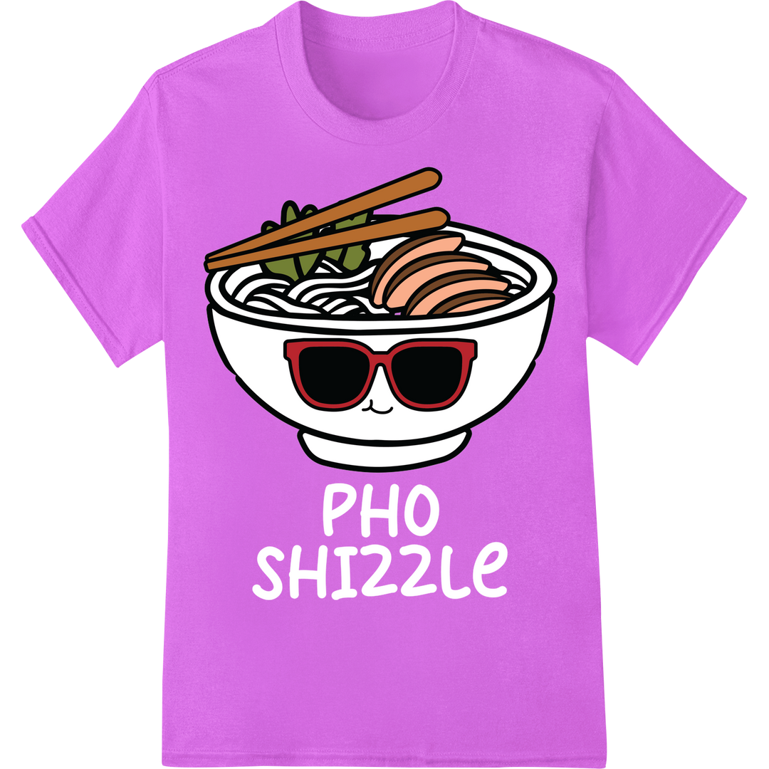 Cool Ramen Noodle Bowl with Sunglasses Funny Food DTF Print on purple shirt - SUPERDTF-DTF Prints-DTF Transfers-Custom DTF Prints