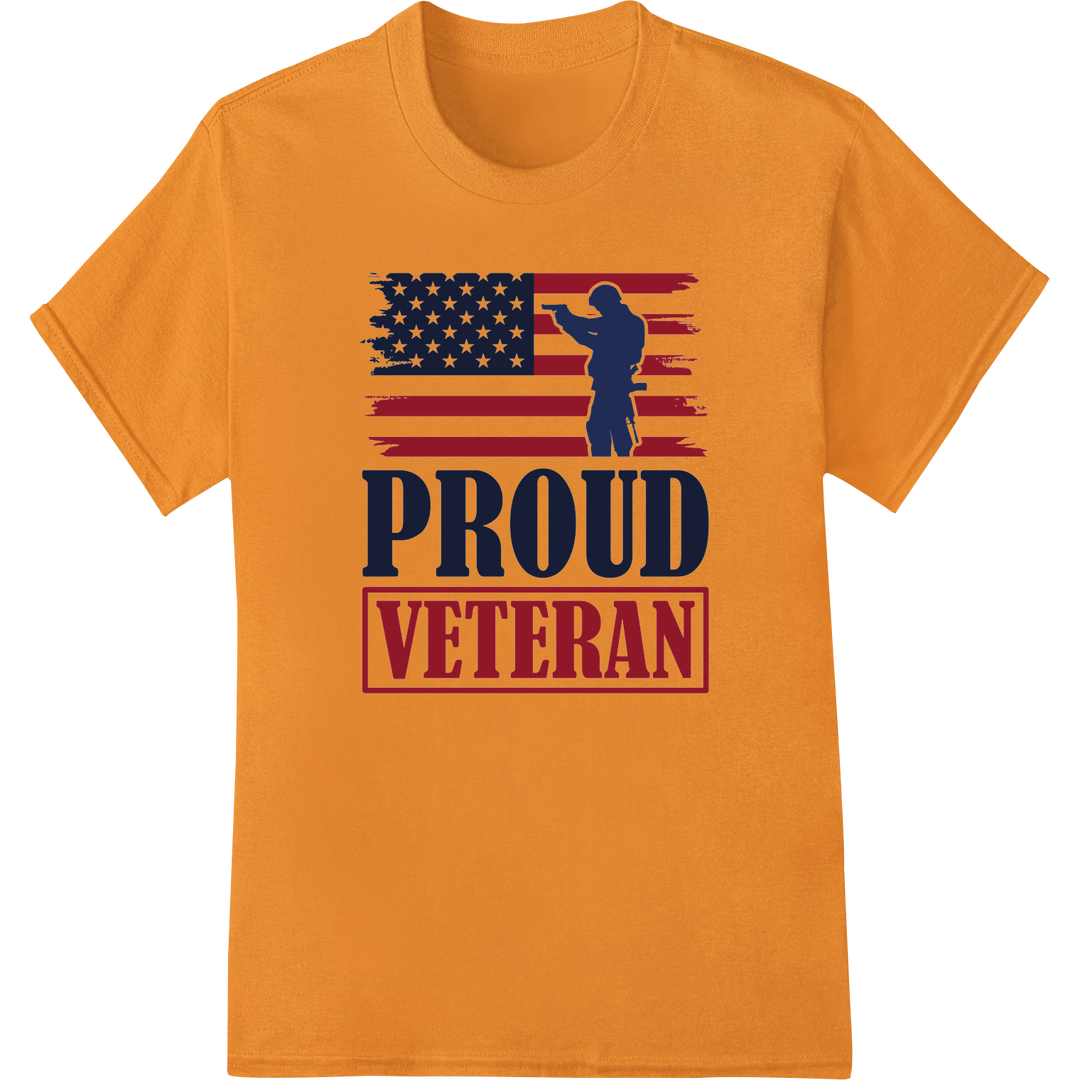 Proud Veteran American Flag | Patriotic DTF Print Transfer on orange shirt - SUPERDTF-DTF Prints-DTF Transfers-Custom DTF Prints