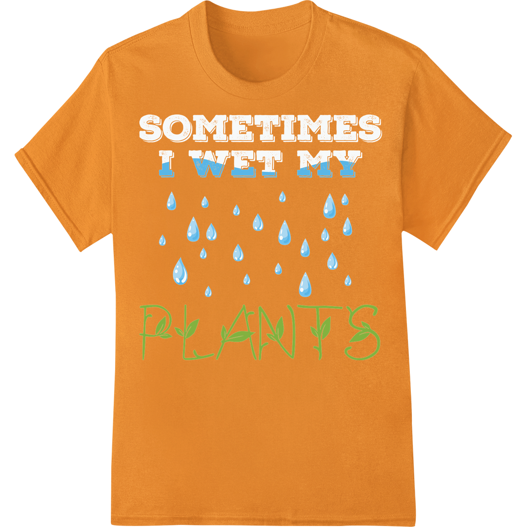 Watery 'PLANTS' - Gardening Lover's DTF Print Heat Transfer on orange shirt - SUPERDTF-DTF Prints-DTF Transfers-Custom DTF Prints