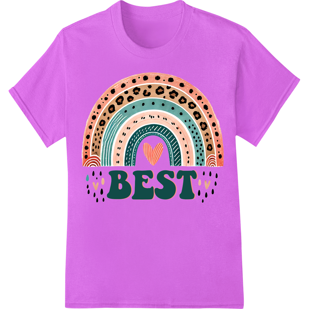 Vibrant 'BEST' Rainbow Typography DTF Print Heat Transfer on purple shirt - SUPERDTF-DTF Prints-DTF Transfers-Custom DTF Prints