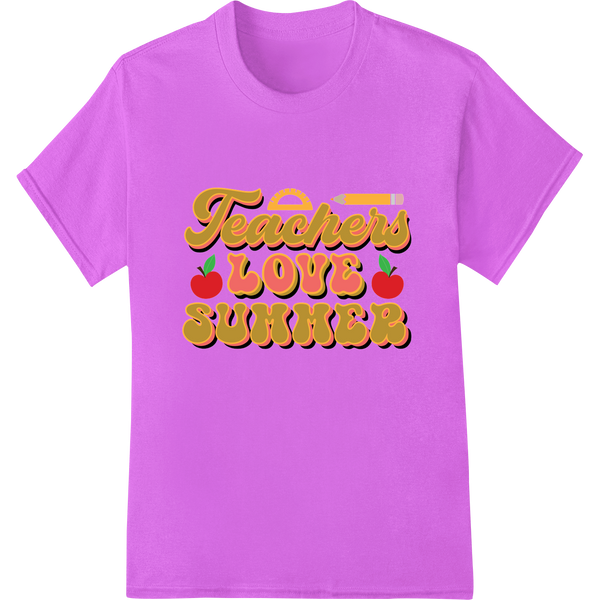 Retro 'Teachers LOVE Summer' DTF Print Heat Transfer on purple shirt - SUPERDTF-DTF Prints-DTF Transfers-Custom DTF Prints