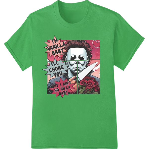 Edgy Valentine Portrait: Bold DTF Print Heat Transfer on green shirt - SUPERDTF-DTF Prints-DTF Transfers-Custom DTF Prints