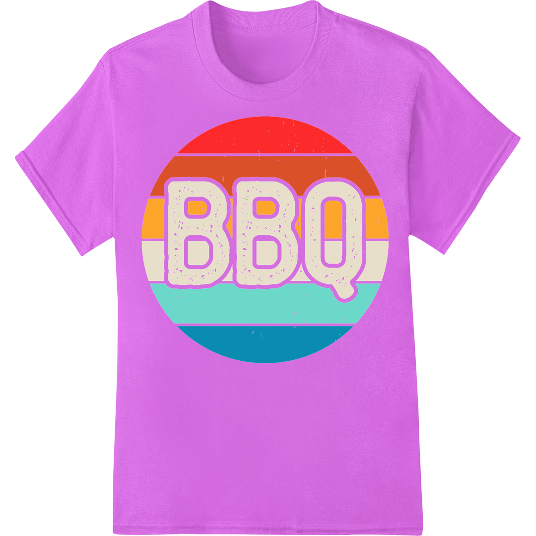 Retro BBQ Heat Transfer: Grill & Chill This 4th of July on purple shirt - SUPERDTF-DTF Prints-DTF Transfers-Custom DTF Prints