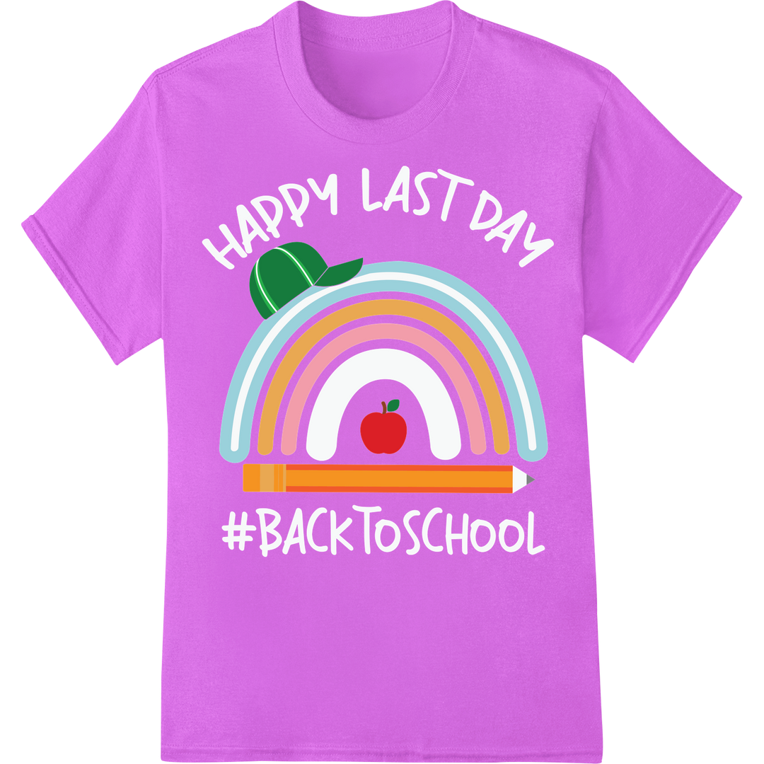 Vibrant Rainbow Apple DTF Print for Back-to-School Style on purple shirt - SUPERDTF-DTF Prints-DTF Transfers-Custom DTF Prints