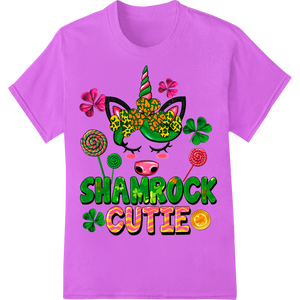 Shamrock Cutie: Magical Unicorn St. Patrick's Day DTF Print enhanced with professional DTF prints