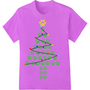 Premium quality DTF heat transfers on Playful Paw Print Christmas Tree - Festive Holiday DTF Print