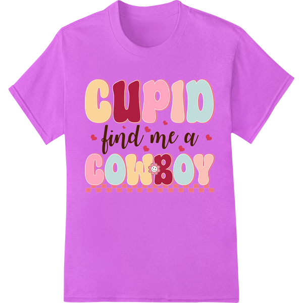 Cupid's Country Love: Charming Valentine's DTF Print Transfer on purple shirt - SUPERDTF-DTF Prints-DTF Transfers-Custom DTF Prints