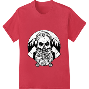 Rugged Bearded Skull with Axes - Edgy Monochrome Design made with premium DTF printing experts