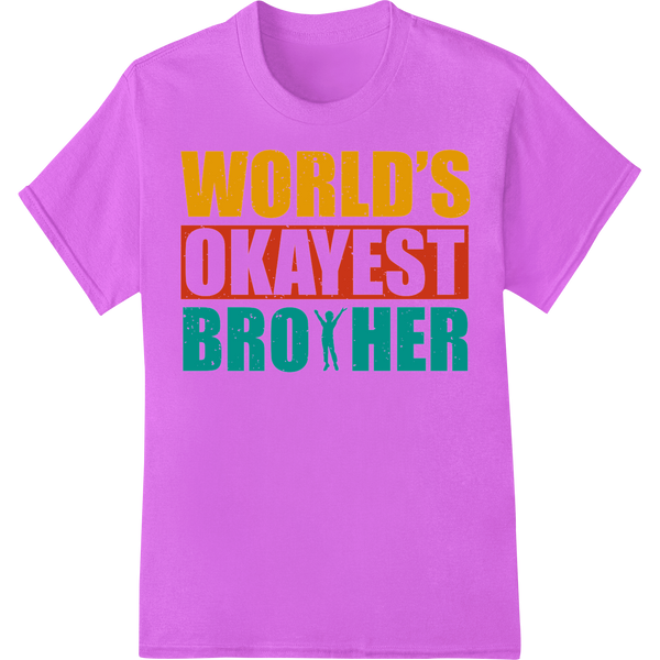 Retro "World's Okayest Broxher" DTF Print Heat Transfer on purple shirt - SUPERDTF-DTF Prints-DTF Transfers-Custom DTF Prints