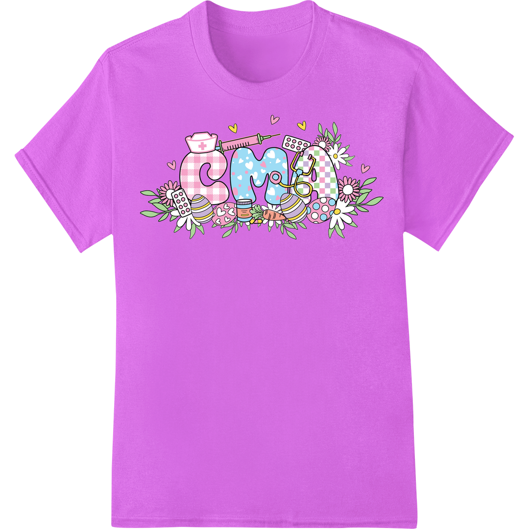 Adorable Easter CMA Nursing Print - Spread Holiday Cheer! on purple shirt - SUPERDTF-DTF Prints-DTF Transfers-Custom DTF Prints