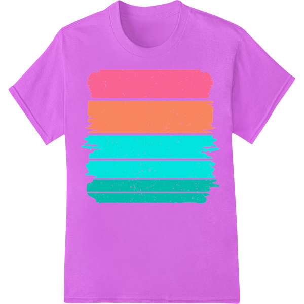 Retro Grunge Sunset DTF Print | Bold Stripes Heat Transfer on purple shirt - SUPERDTF-DTF Prints-DTF Transfers-Custom DTF Prints