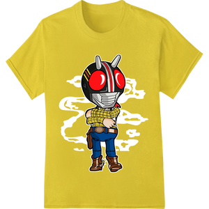 Pint-Sized Hero: Adorable Cartoon Superhero DTF Transfer enhanced with professional apparel decoration