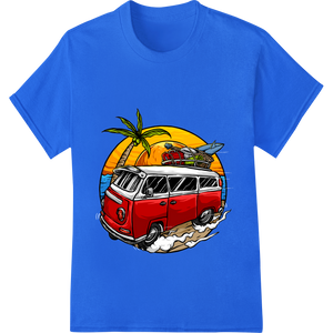 Surf's Up! Retro VW Bus Ready for Beach Adventure featuring professional DTF prints