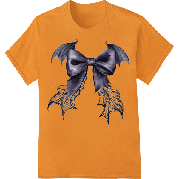 Gothic Bat Wings: Edgy Halloween DTF Print Heat Transfer on orange shirt - SUPERDTF-DTF Prints-DTF Transfers-Custom DTF Prints