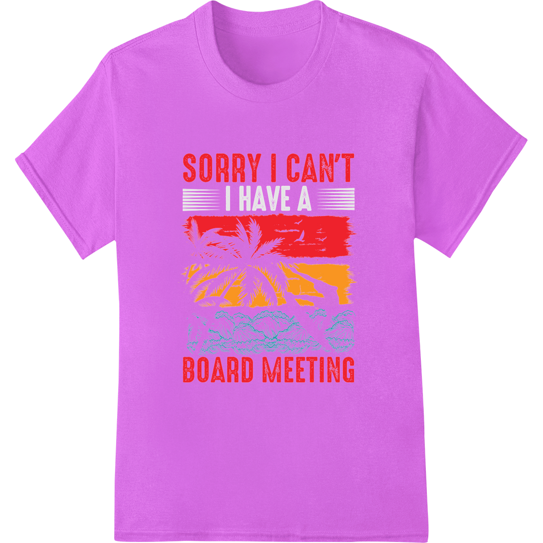 Retro 'Sorry I Can't' DTF Print Heat Transfer | Summer Style on purple shirt - SUPERDTF-DTF Prints-DTF Transfers-Custom DTF Prints