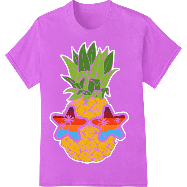 Retro Pineapple Stars: Summer Fun DTF Print Heat Transfer on purple shirt - SUPERDTF-DTF Prints-DTF Transfers-Custom DTF Prints