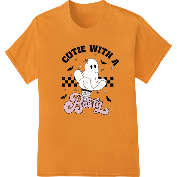 Cutie with a Booty: Adorable Ghost Halloween DTF Print on orange shirt - SUPERDTF-DTF Prints-DTF Transfers-Custom DTF Prints