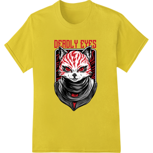 Deadly Eyes: Fierce Feline Skull DTF Print Heat Transfer enhanced with professional personalized clothing