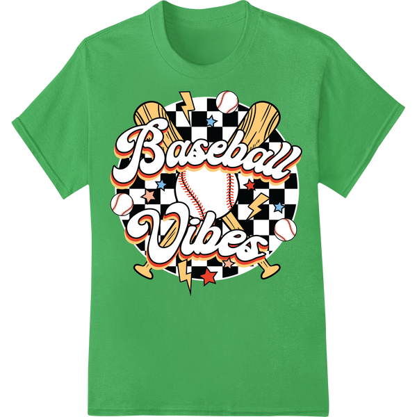 Bold 'Baseball Vibes' DTF Print Heat Transfer | Super DTF on green shirt - SUPERDTF-DTF Prints-DTF Transfers-Custom DTF Prints