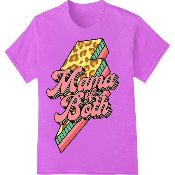 Fierce 'Mama of Both' Retro Leopard DTF Print Heat Transfer on purple shirt - SUPERDTF-DTF Prints-DTF Transfers-Custom DTF Prints